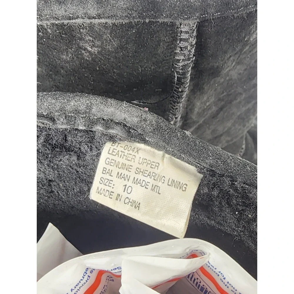 Vintage Calson USA Genuine Shearling Lining Snow Boots Black Suede Womens Sz 10